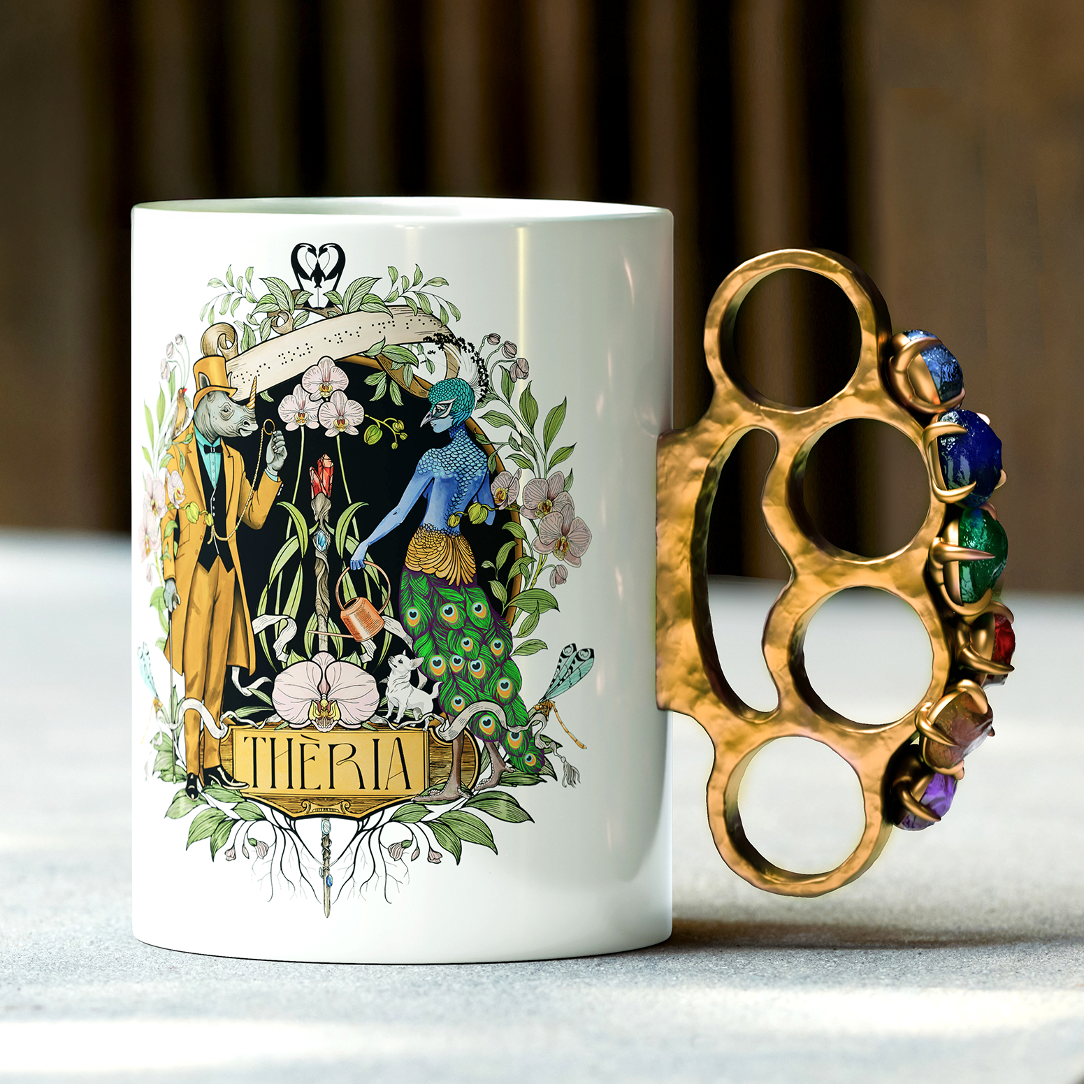 Family Crest Bejeweled Knuckle Mug