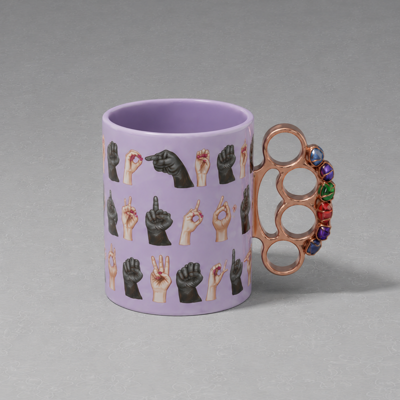 Sign Language Bejeweled Knuckle Mug