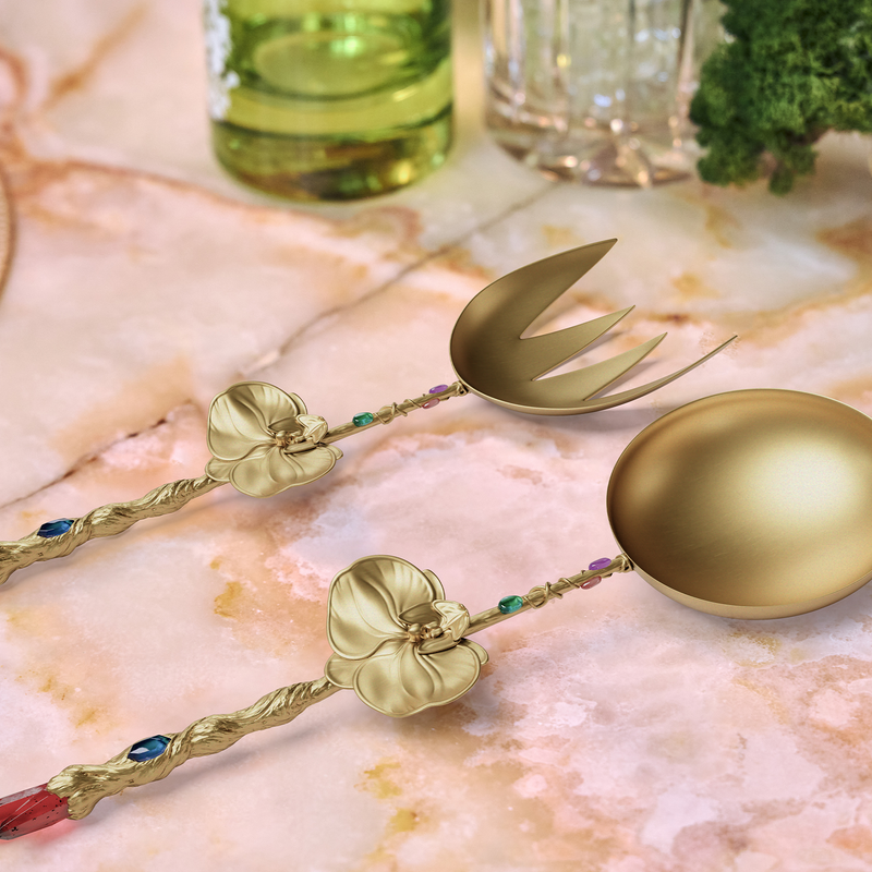 Wizard’s Staff Orchid Serving Flatware
